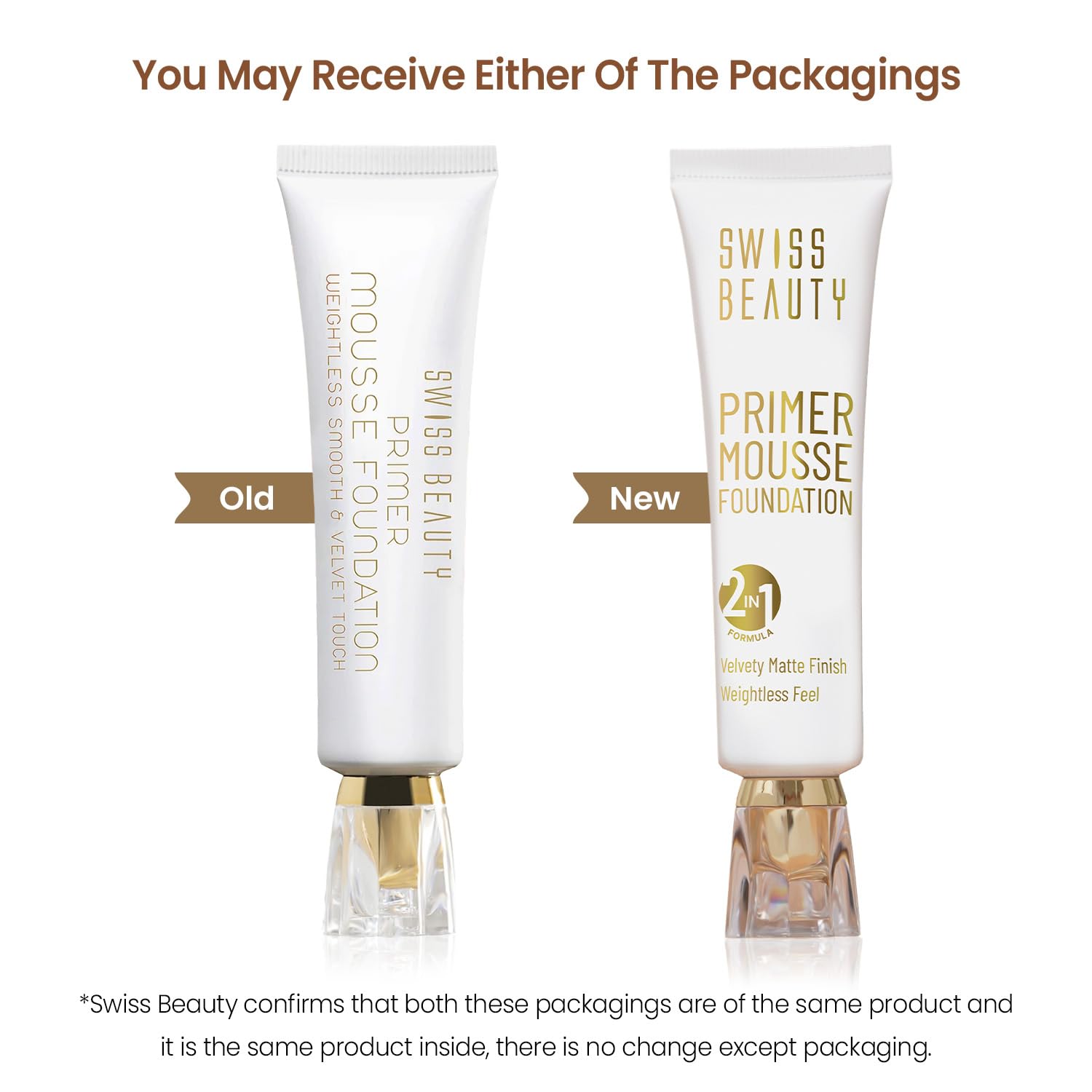 Swiss Beauty Primer Mousse Foundation Weightless Smooth & Velvet Touch, Matte Finish, Face MakeUp, Medium Beige, 40ml