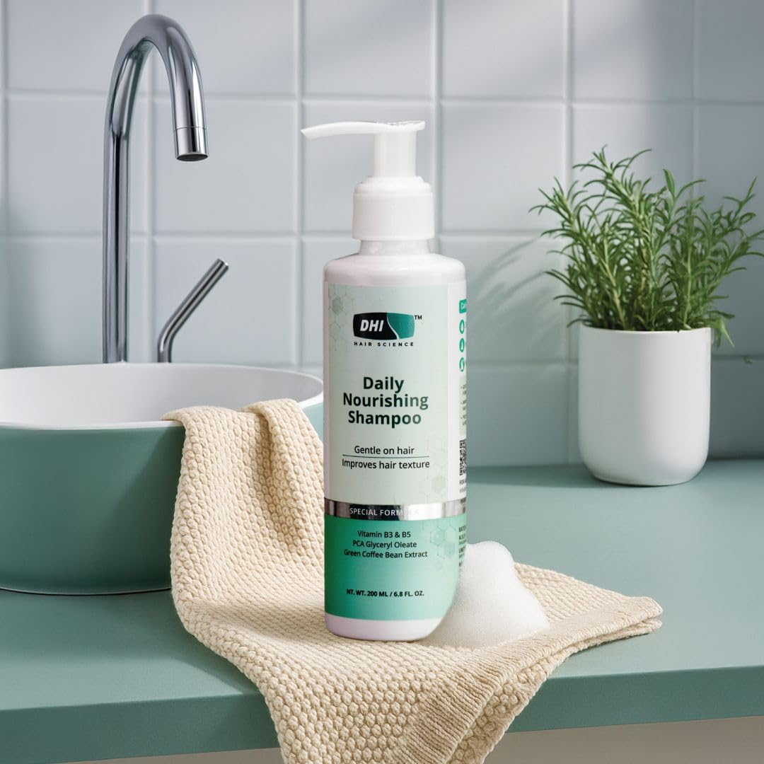 DHI Daily Nourishing Shampoo with Vitamin B3 & B5 | Improves Hair Texture, Protects | Dermatologically Tested | For All Hair Types | Paraben & Sulphate Free for