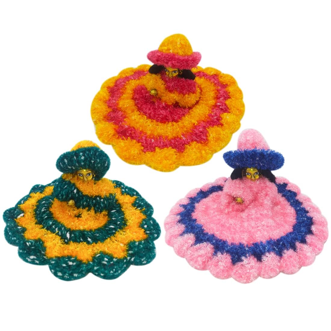 A & S Ventures Laddu Gopal Winter Dress Size 3-4 Bal Gopal Krishna Idol Woolen Cloth Poashak Laddu Gopal Woolen Dress Size 4 Combo Set (Set of 3)