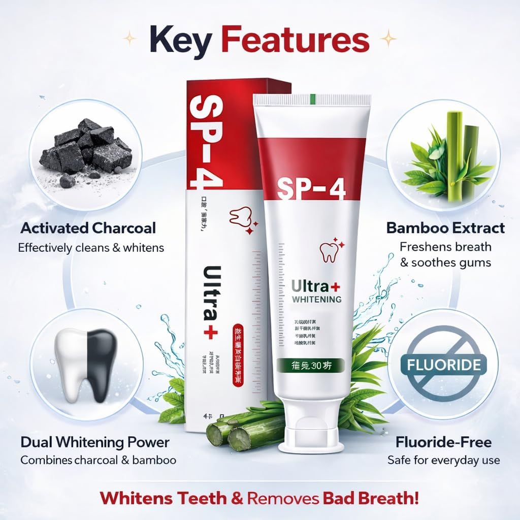 SP-4 Ultra Whitening Toothpaste | Helps Reduce Surface Stains with Regular Use | Fresh Breath & Enamel Care | 50 gm-Pack of 2