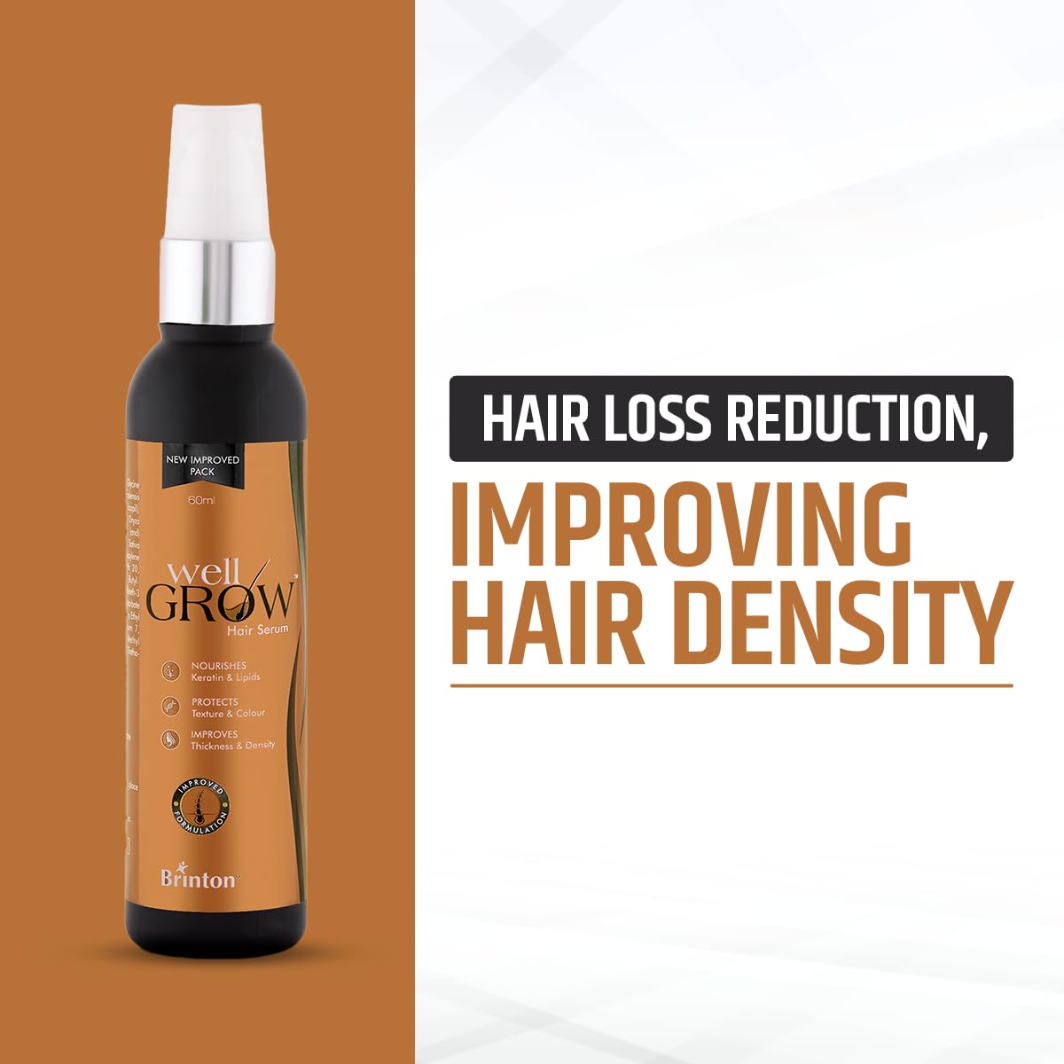 Brinton WellGrow Anti Hair Loss Serum with Baicapil & Kerarice Plant Complex | Supports Hair Regrowth & Controls Hair Fall | Natural, Gentle Formula | 60 ml 60