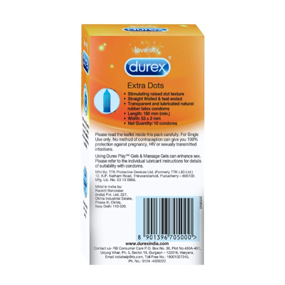 Durex Pleasure Pack (Durex Strawberry 50ml, Extra Dots 10s)