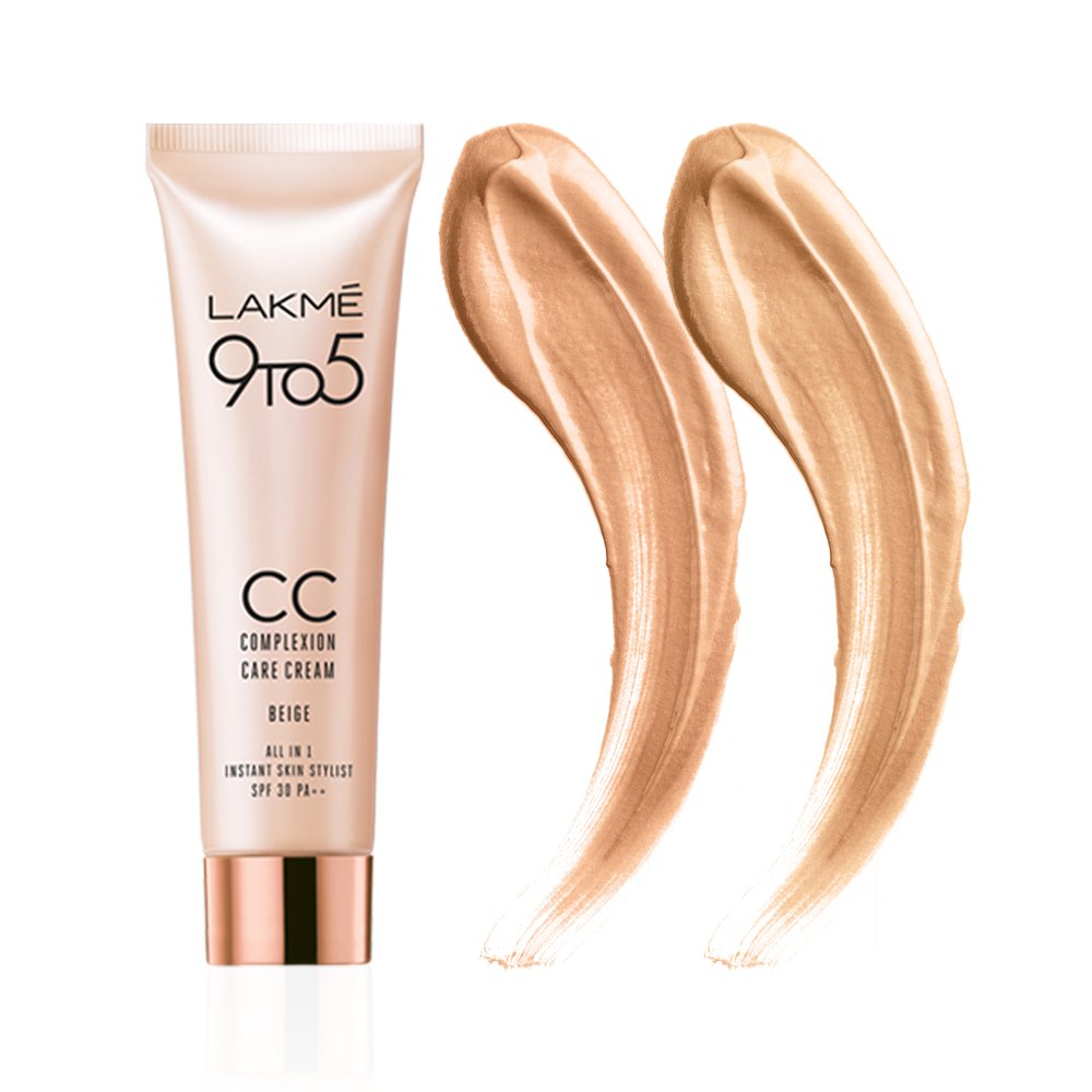 LAKMÉ Rose Loose Face Powder with Sunscreen For All Skin Types, Matte Finish, Soft Pink, 40 g & 9 to 5 CC Cream Mini, 01 - Beige, L 9 g