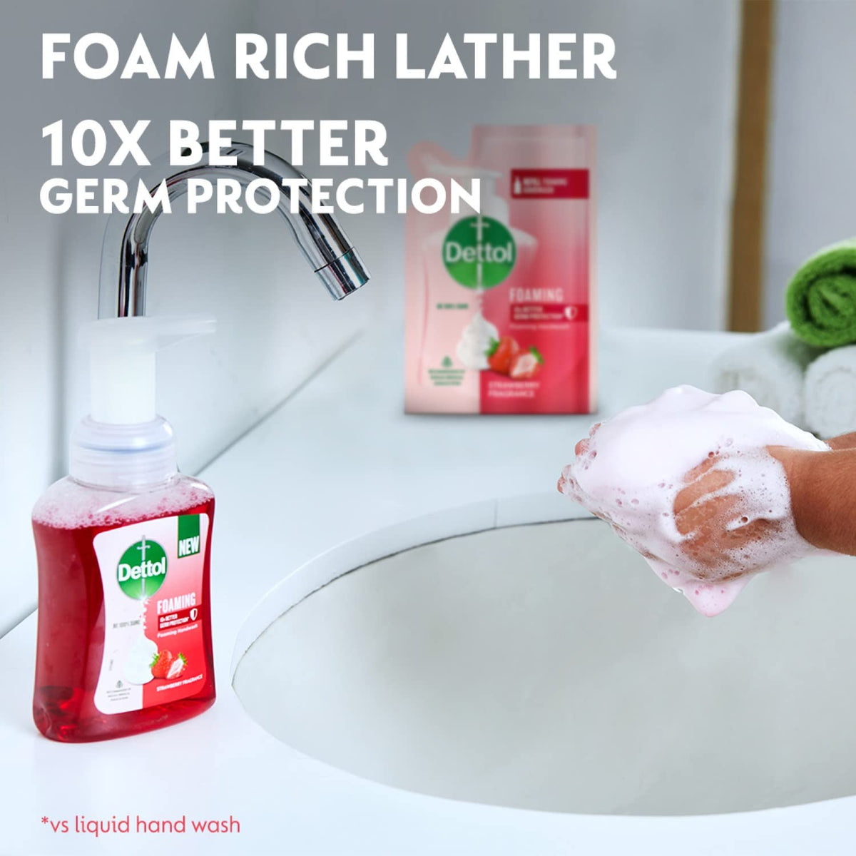 Dettol Foaming Handwash Refill - Strawberry, 700ml | Rich Foam | Moisturizing Hand Wash | Soft on Hands (Pack of 2)