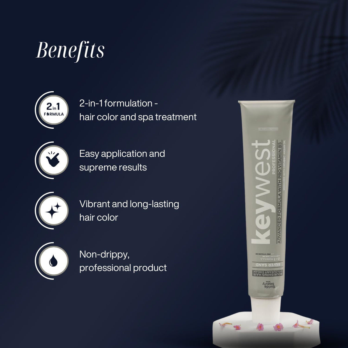 Keywest Professional Hair Color Tube, No. 1 Natural Black - 80gm | 2in1 Formula Hair Color + Hair Spa | Enriched with Pro Vitamin B5 & Organic Argan Oil