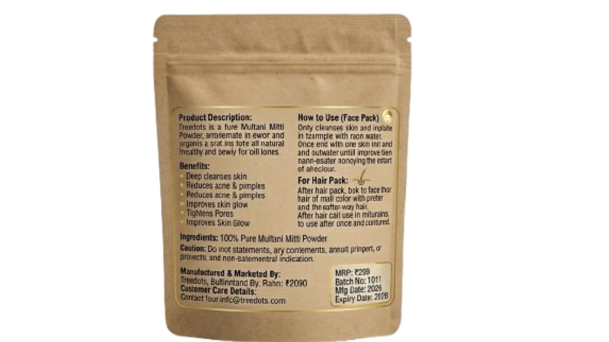 100% Pure Multani Mitti Powder (100g) – Natural Fuller's Earth for Face & Hair | Deep Cleansing Face Pack for Glowing Skin, Oil Control & Acne Treatment | No Ch