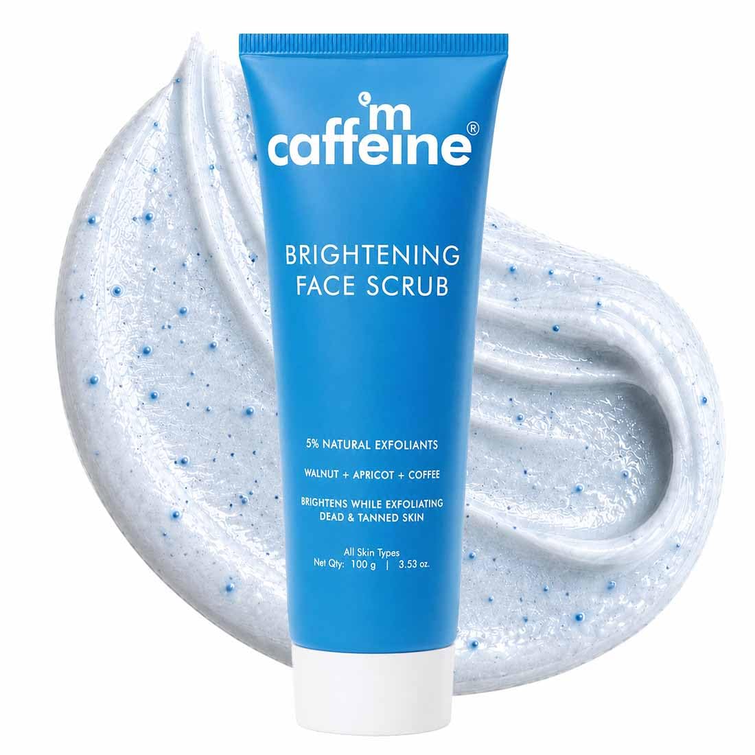 mCaffeine Brightening Face Scrub | Visible Brighter, Smoother Skin | 5% Natural Exfoliants | Walnut & Apricot | Caffeine | Deeply Cleanses Pores | Gentle Exfoli