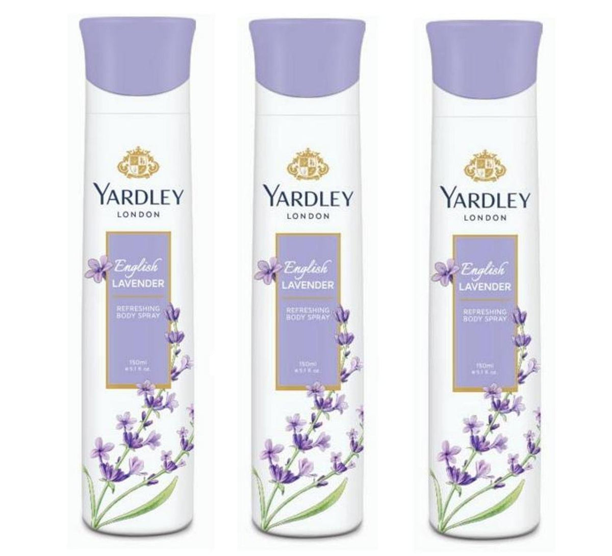 Yardley London English Lavender Deodorant Spray For Women 150-Ml (Pack Of 3)