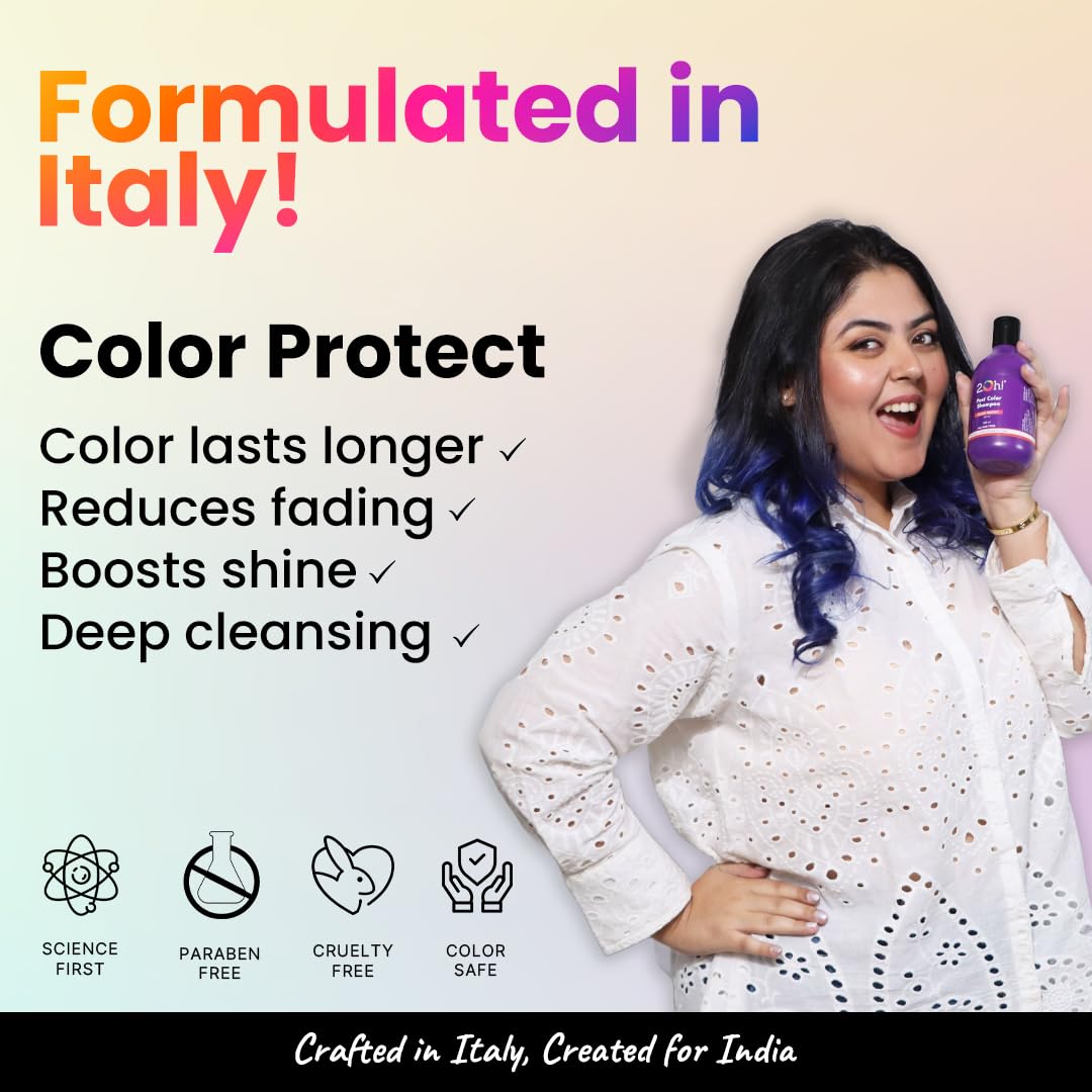 2.Oh! Italian Color Protect Shampoo | Prevents Fading in Colour Treated Hair | Color Protect Complex Repairs Damage in Dry Frizzy Coloured Hair | Anti Frizz Col