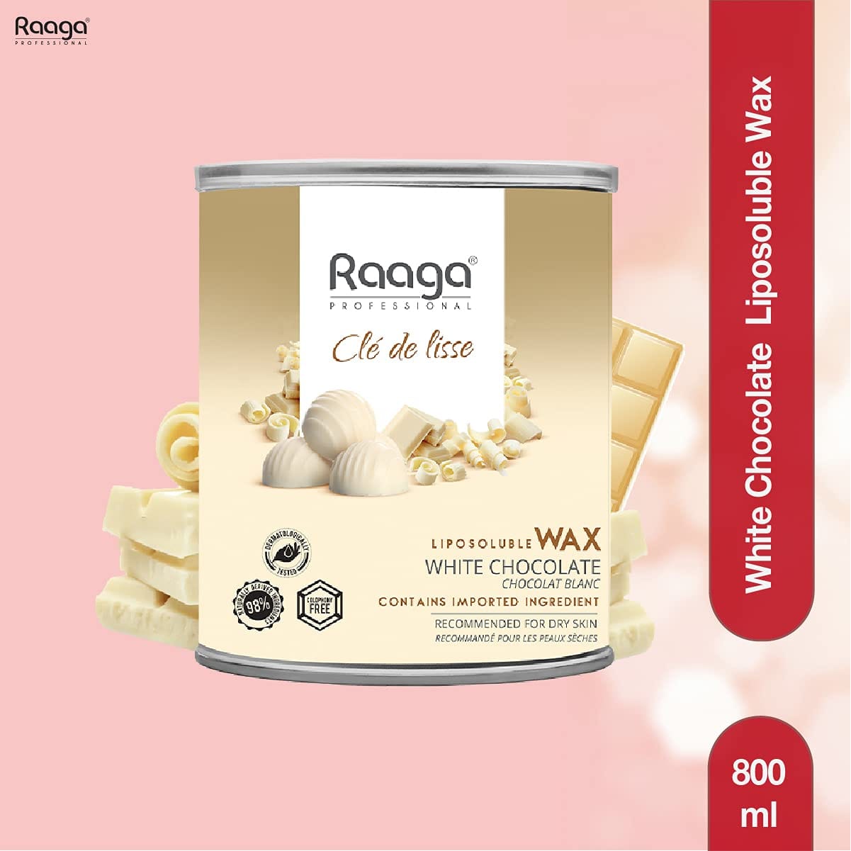 Raaga - Professional White Chocolate Liposoluble Wax For Body (800mL)