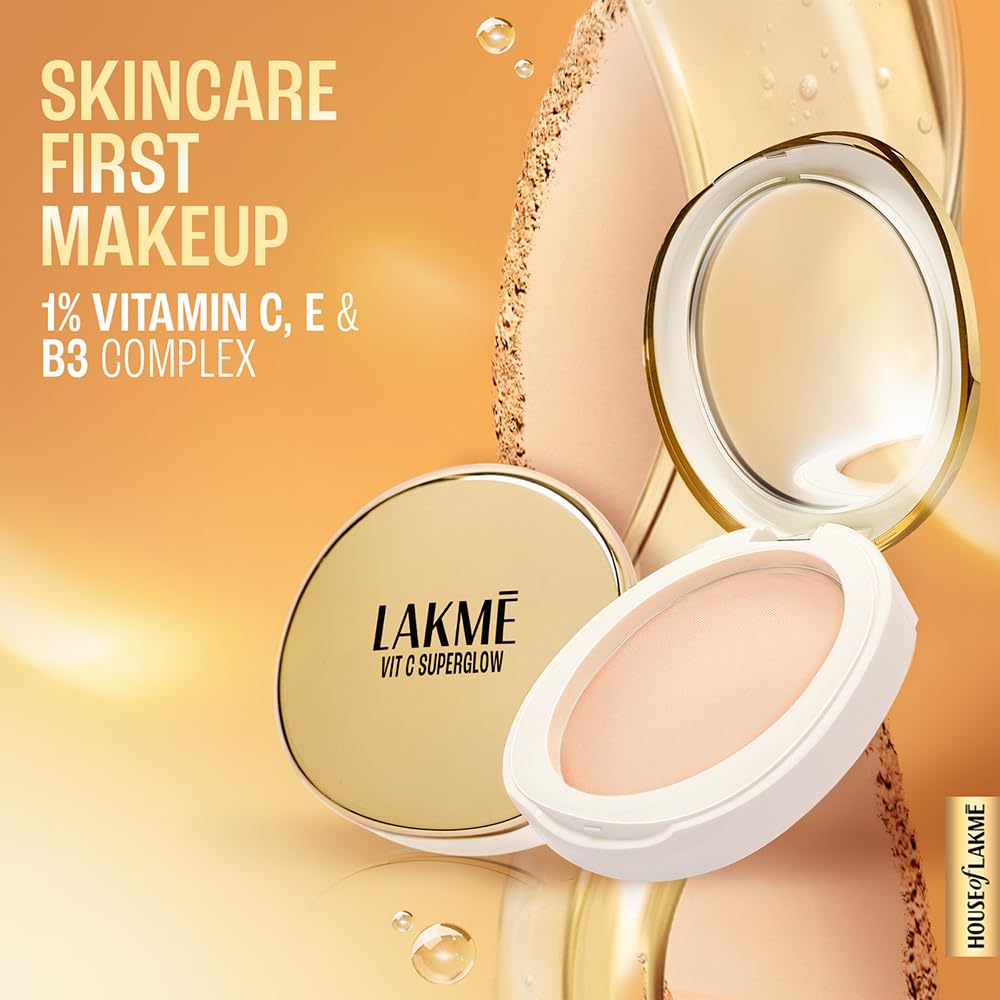 Lakme Superglow Vit C Compact Ivory10 8gm Ivory 8 g (Pack of 1)