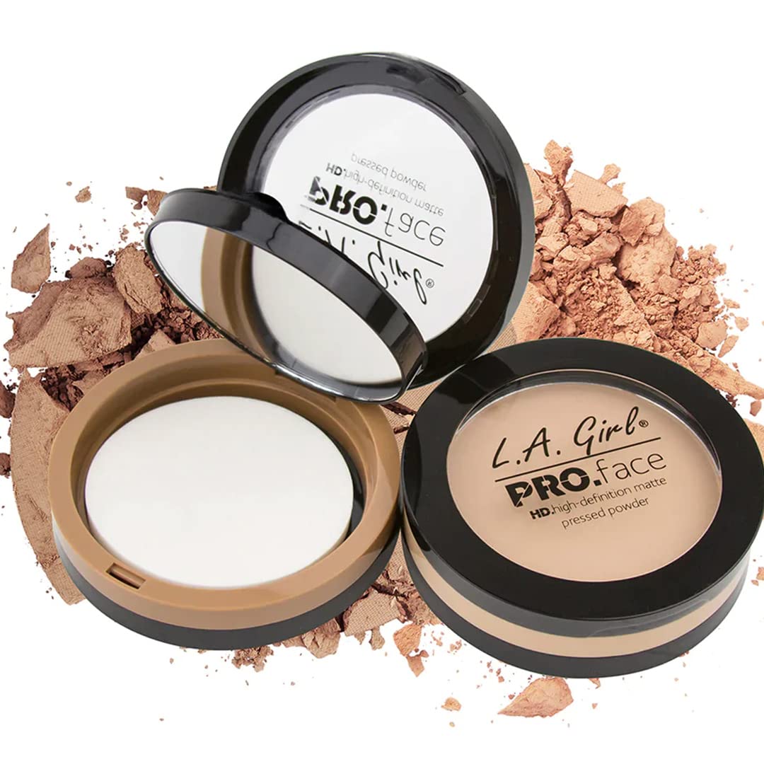 L.A. Girl HD Pro Face Pressed Powder – Creamy Natural | Matte Finish Compact Powder for Medium to Fair Skin | Oil-Control Formula | Lightweight, Buildable Coverage