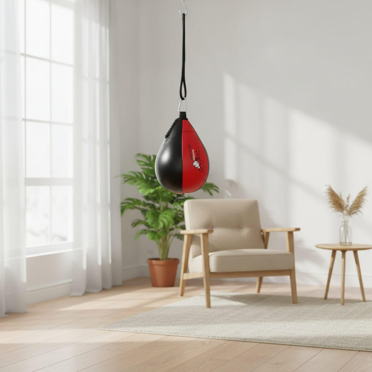 Teardrop Boxing Speed Bag with Hanging Loop Pear-Shaped Boxing Speed Bag Stitched Combat Ball Reinforced for Boxers, Fighters, Home Gym, Black Normal