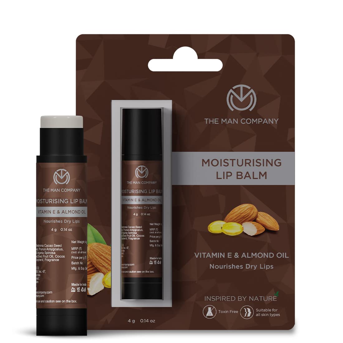 The Man Company Nourishing Lip Balm for Soft & Moisturised Lips - 4gm | Enriched with Vitamin E, Almond & Olive Oil | Prevents Dry, Chapped Lips