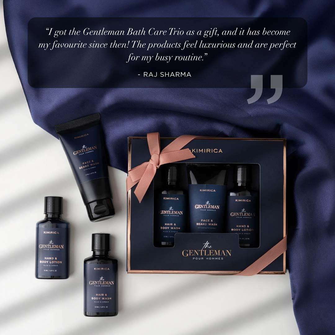 Kimirica Gentlemen Bath Care Trio Gift Set For Men's | Premium Gift Set For Husband, Brother Boyfriend Set of 3