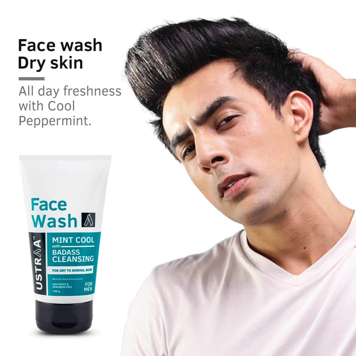 Ustraa Face Wash - Dry Skin For Men (Mint Cool) - 100g
