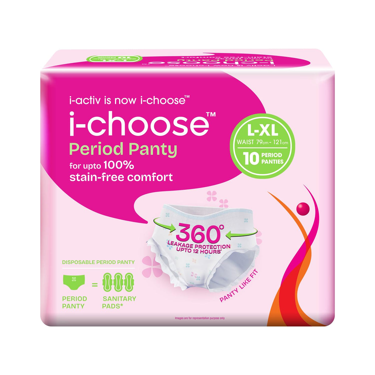 i-activ/i-choose Period Panty for Girls & Women | L-XL | 10's Pack | Disposable Period Panties for Women for Heavy Flow Periods | Maternity Pads after Delivery