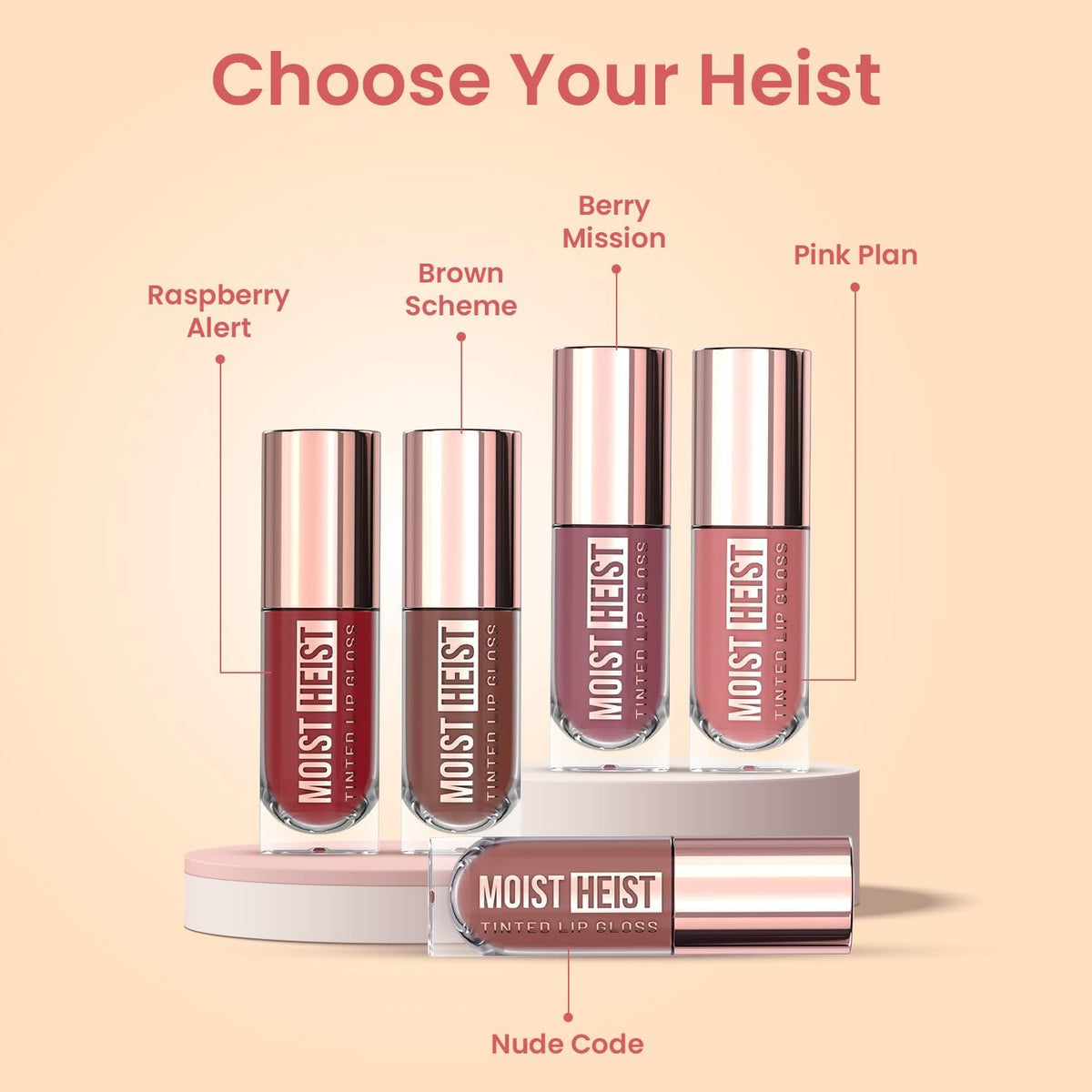 SWISS BAEUTY Moist Heist Tinted Lip Gloss with Vitamin E, Non-Sticky, Long-Lasting, 4.8g (03 Berry Mission)