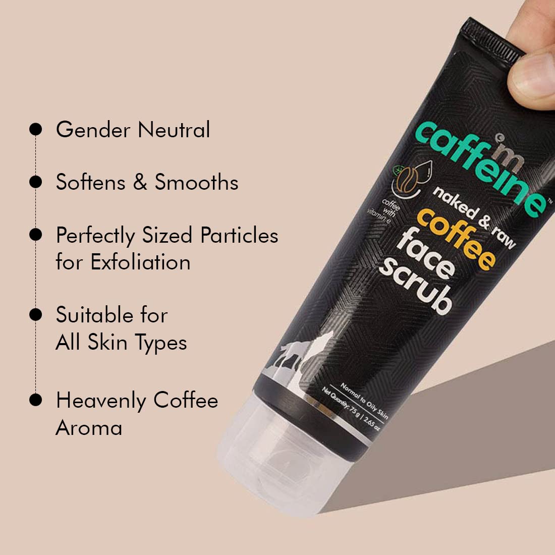 mCaffeine Coffee Tan & Dead Skin Removal Face Scrub (75gm)|Caffeine & Walnut Scrub for Face|Exfoliating & Brightening Scrub|Blackhead Remover,Whitehead Remover,