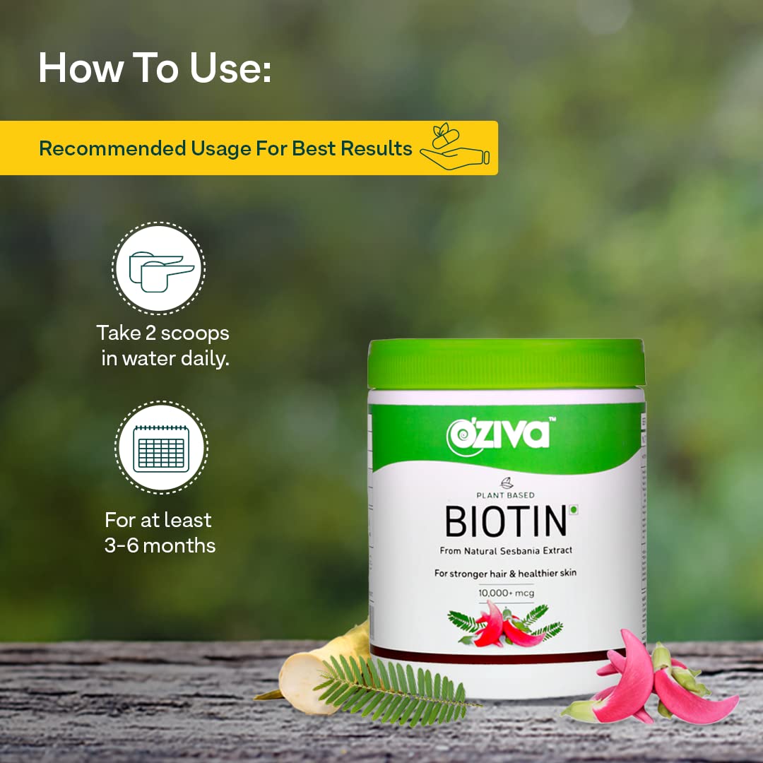 OZiva Hair Vitamins +Plant Based Biotin Powder for Hairfall, Combo Pack