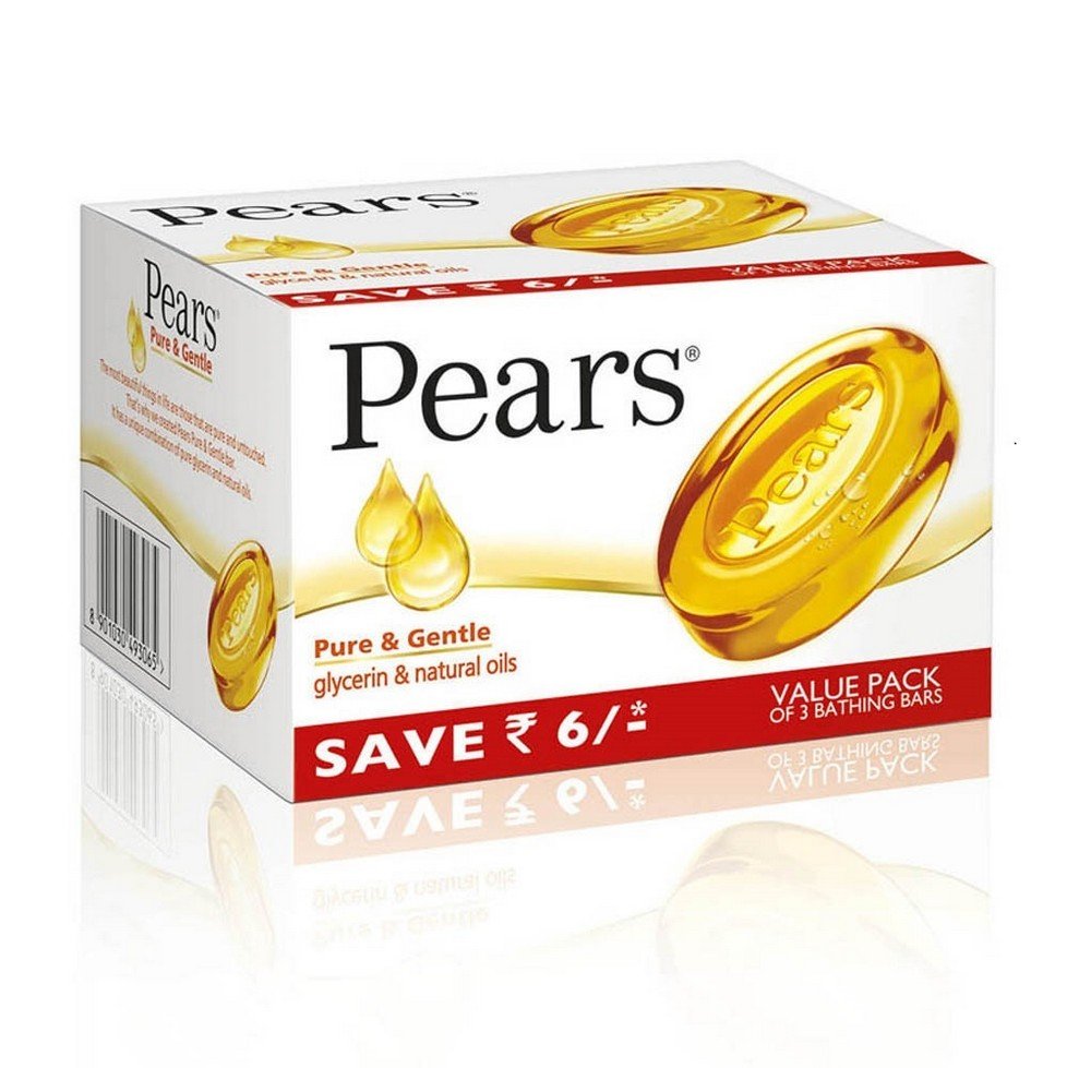 Pears Pure & Gentle Soap Bar, 3x125g 125 g (Pack of 3)