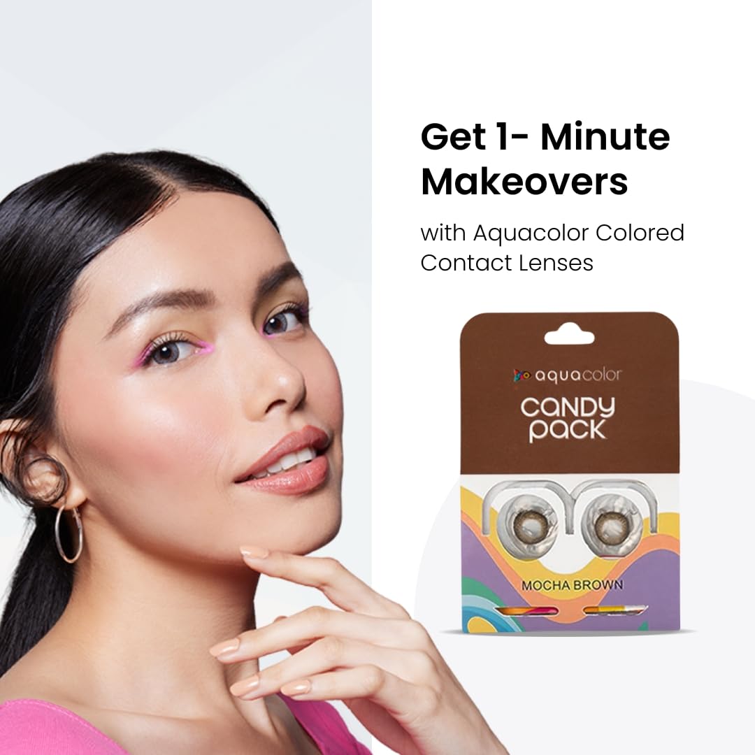 Aquacolor Mocha Brown Candy Pack Zero Power Colored Lenses (2 Lens/Box)