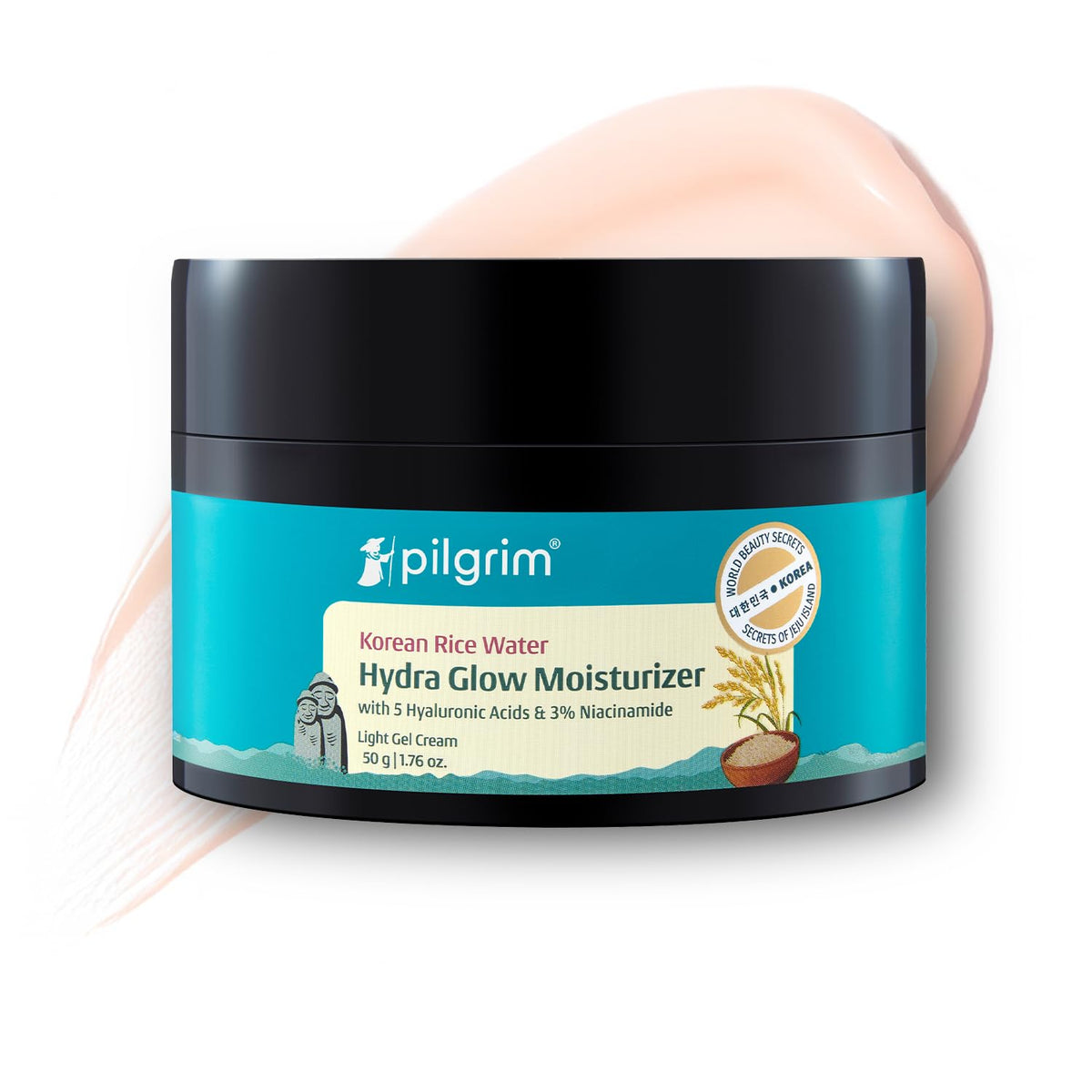 Pilgrim Korean Rice Water Hydra Glow Moisturizer for Glass Skin Glow - 50g 50 g (Pack of 1)