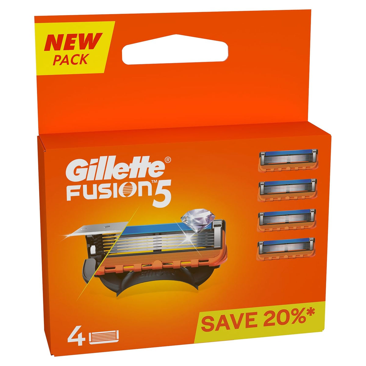 Gillette Fusion Manual Blades for men with styling back blade - 4 count for Perfect Shave and Perfect Beard Shape 4 Carts
