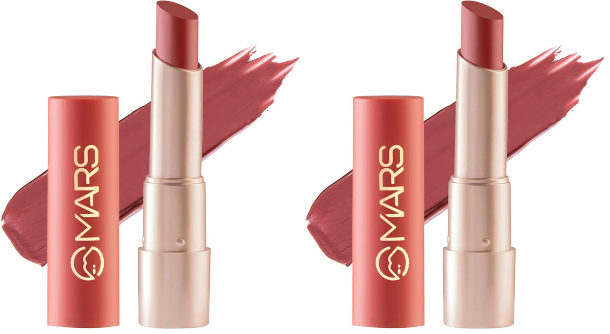 MARS Creamy Matte Long Lasting Lipstick for Women | Creamy Lipstick | Single Swipe Application | Smooth & Light Weight (3.2 gm) (08-Hip-Hop) (Pack of 2)