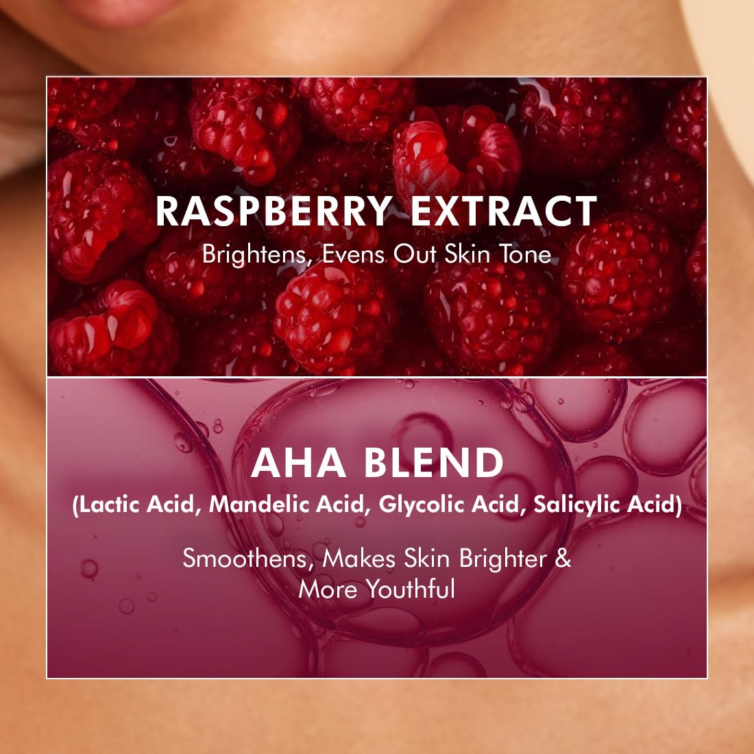 mCaffeine Brightening Raspberry Body Scrub | Tan Removal | AHAs - Lactic & Glycolic Acid, Niacinamide | Vitamin C Rich for Brighter, Soft Skin | Remove Dry, Dea