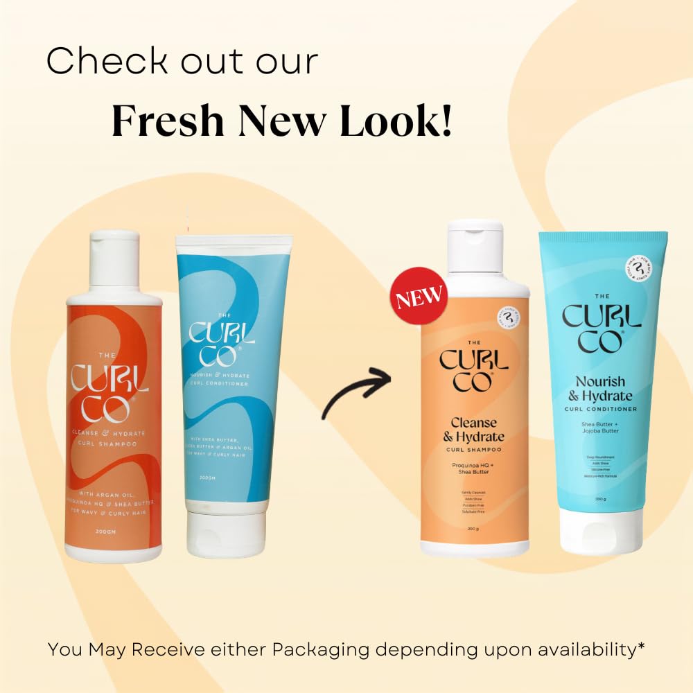 The Curl Co Wash Duo | Shampoo & Conditioner | Cleanses & Hydrates from Root to Tip | No sulphates, silicones, mineral oils | Suitable for Curly, Wavy, Dry & Fr
