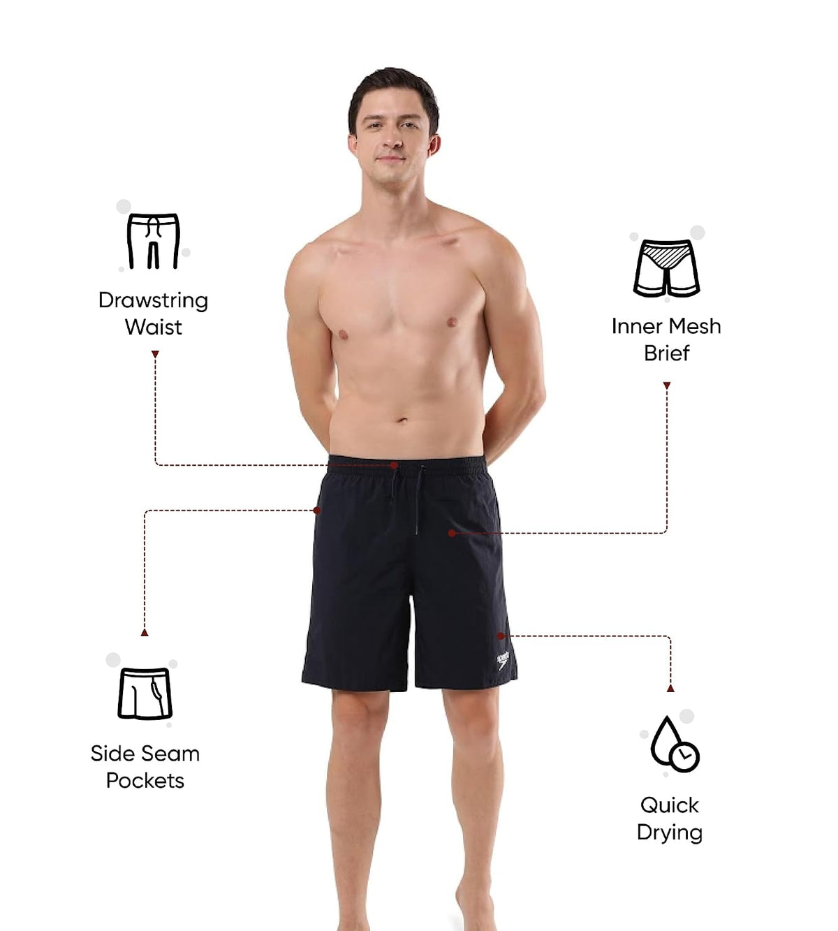 Speedo Men's Xpress Lite Essential Medley Logo Printed Watershorts True Navy/White L