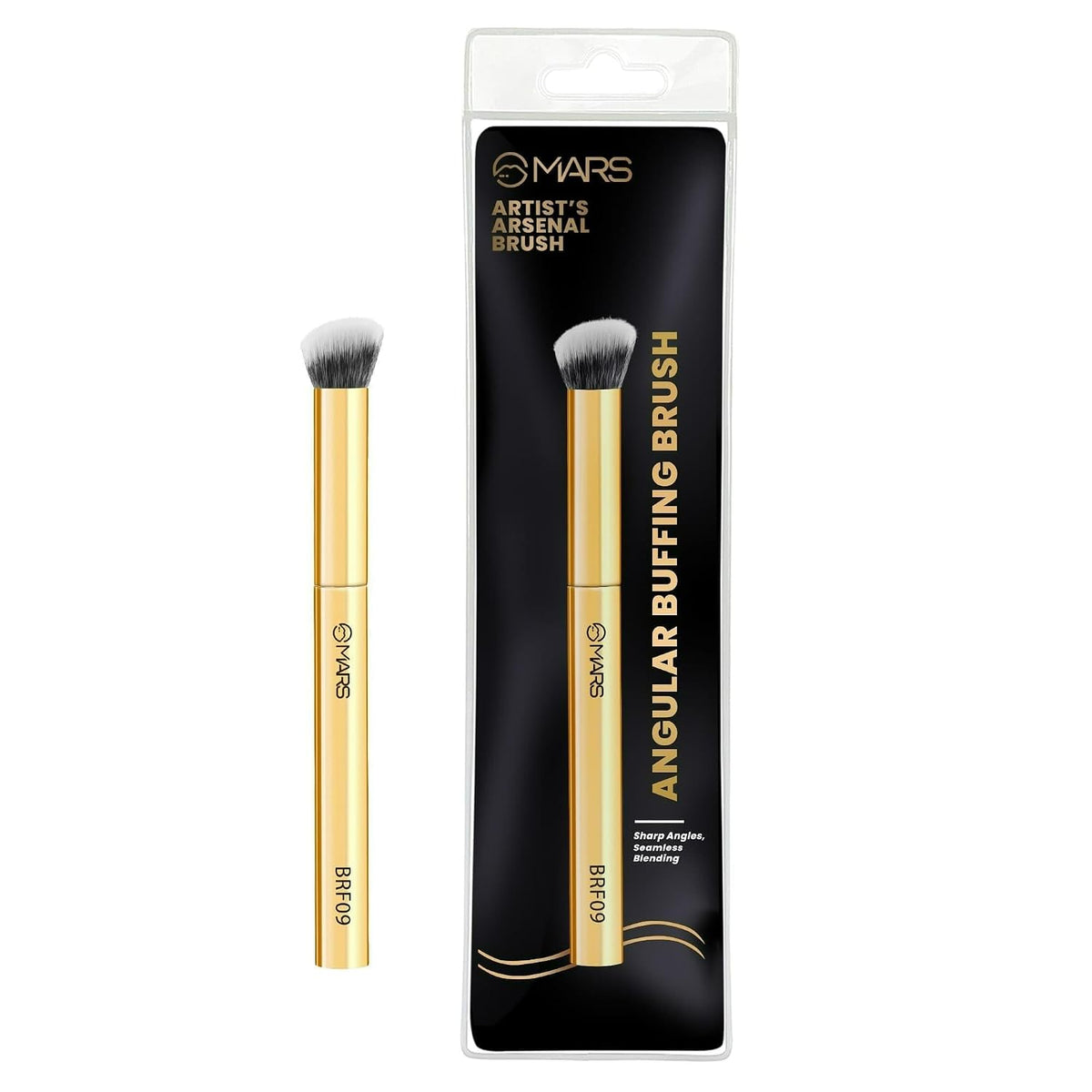 Artist's Arsenal Angular Buffing Brush | Precision Contouring & Blending | Soft Synthetic Bristles | Versatile Function | Ergonomic Handle for Effortless Applic