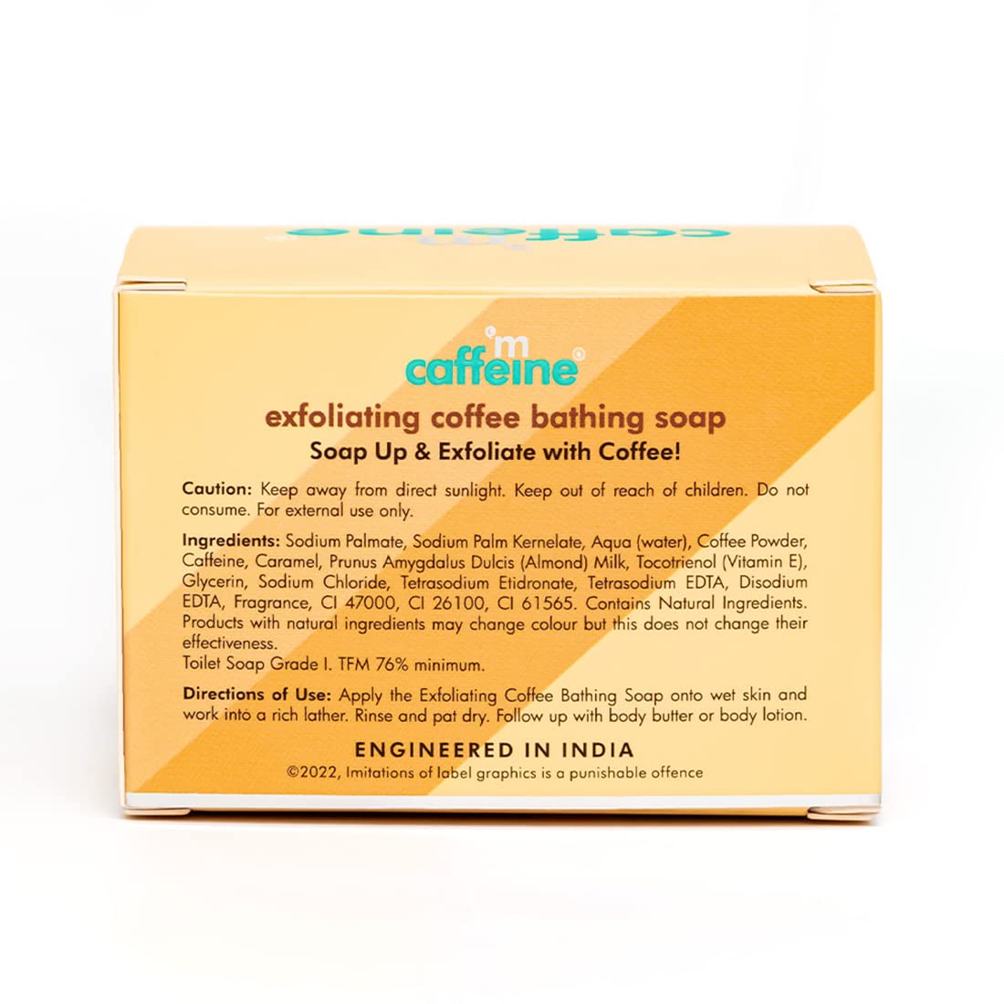 mCaffeine Exfoliating Tan Removal Soap with Coffee,Almond Milk & Caramel|De Tan Bathing Soap for Polishing & Moisturizing the Skin|Bean Shaped Soap for bath wit