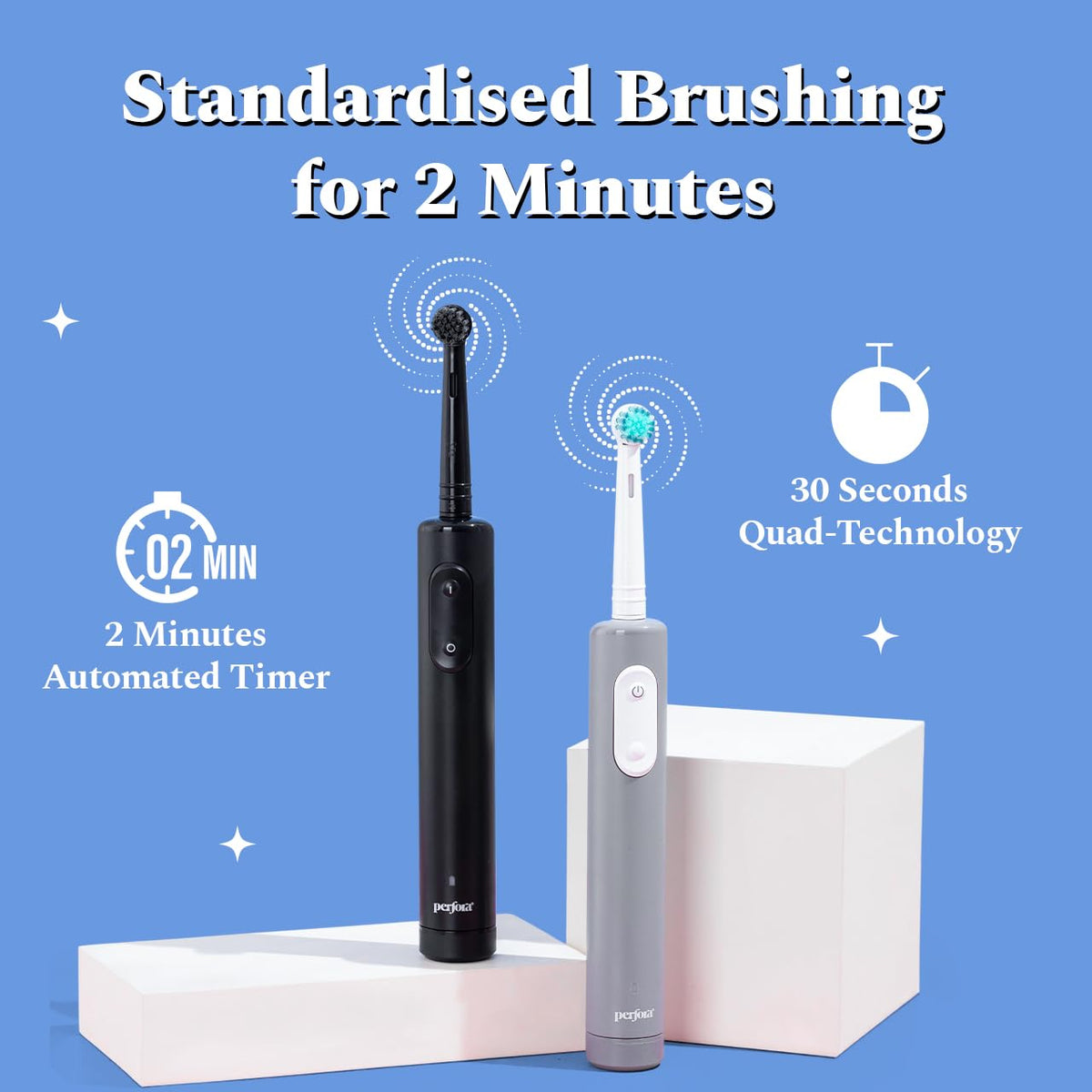 Perfora PRO Oscillating Electric Tooth Brush & Purple Whitening Toothpaste Oral Care Combo | 2 Years Warranty | Rechargeable Electric Toothbrush For Men & Women