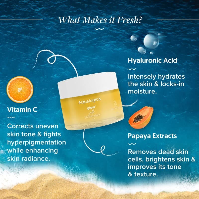 Aqualogica - Glow+ Jello Moisturiser with Vitamin C & Papaya for Illuminating Moisturization & Skin Hydration, Non Sticky (50G)
