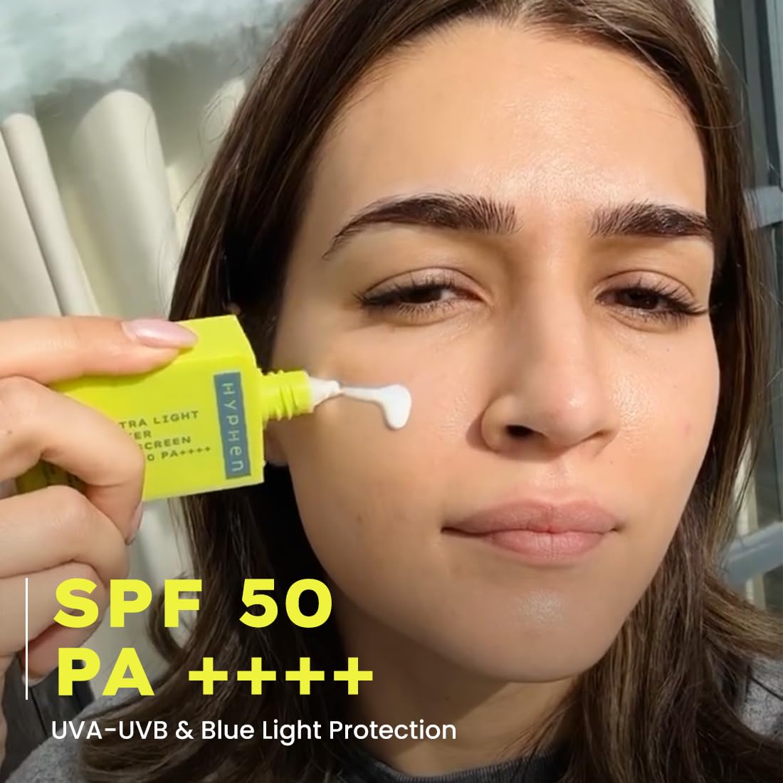 Hyphen 1% Hyaluronic Ultra Light Water Sunscreen SPF 50 PA ++++ | In-Vivo certified | Broad Spectrum & Blue Light Protection | No White Cast | Contains 5% Antio