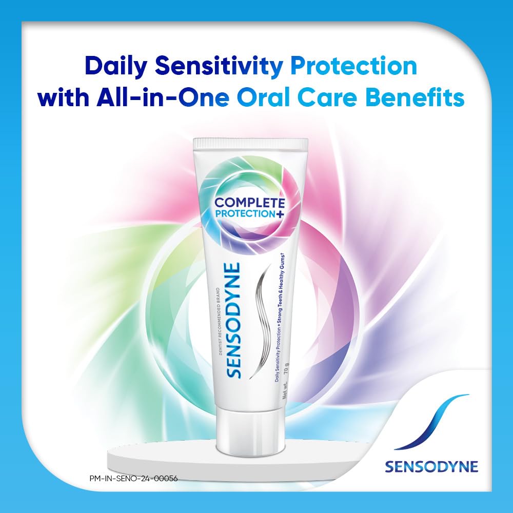 Sensodyne Toothpaste Complete Protection+ | All-in-One Daily Sensitivity Protection Tooth Paste Combo Pack - 140gm (70gm x 2) | Dentist Recommended | Fresh Brea