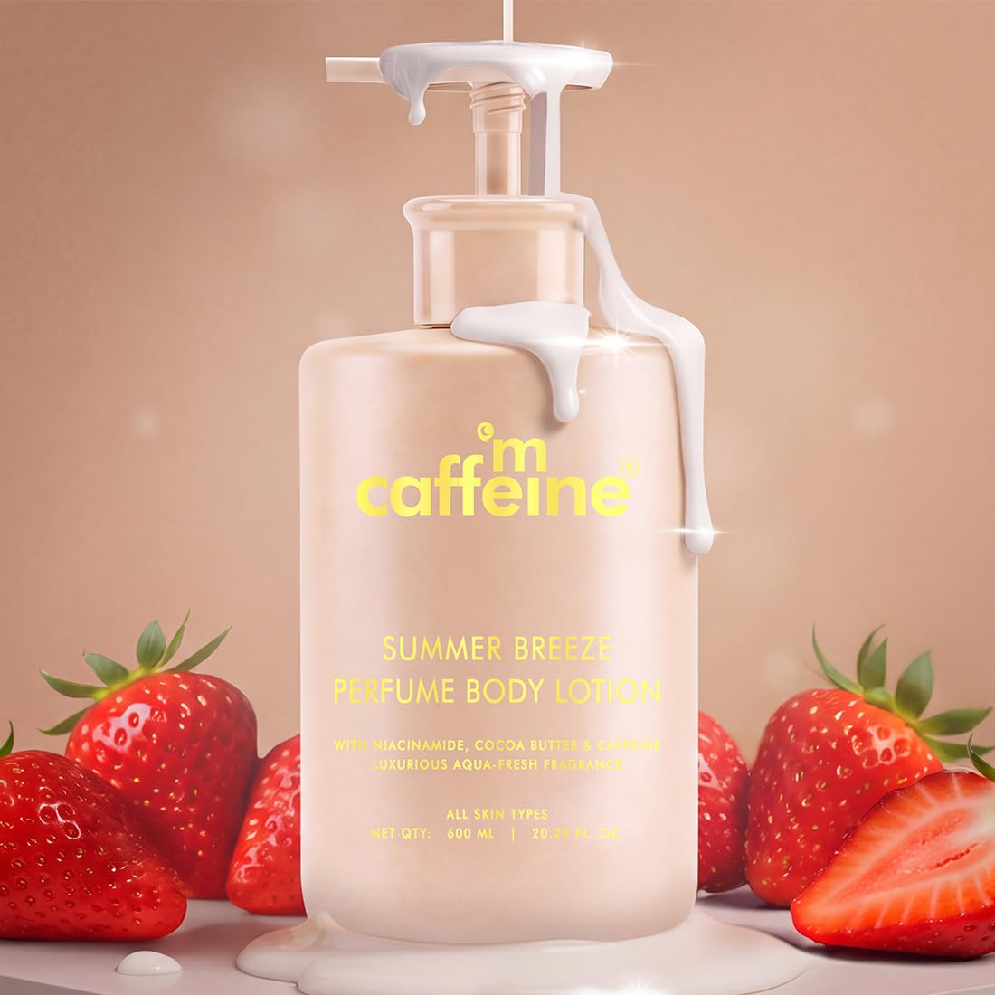 mCaffeine Summer Breeze Perfume Body Lotion 600ml| Niacinamide, Cocoa & Shea Butter For Deep Moisturization | Lightweight, Non-Sticky & Daily Use | Aqua-Fresh B