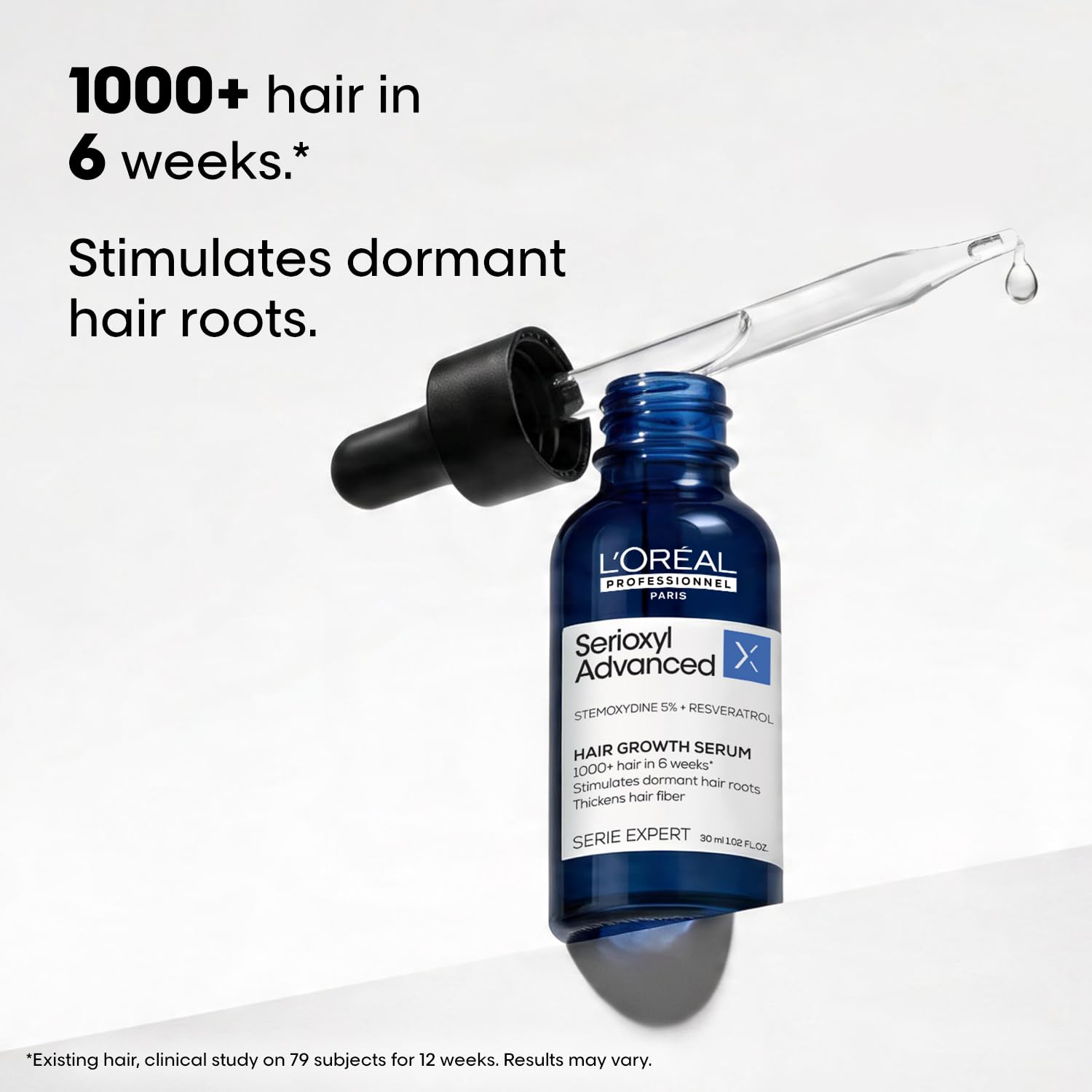 L’Oréal Professionnel Serioxyl Advanced Hair Growth Serum for scalp | Powered by Stemoxydine 5% + Resveratrol | Stimulates dormant hair roots and thickens hair fibre | Hairgrowth serum for men and women