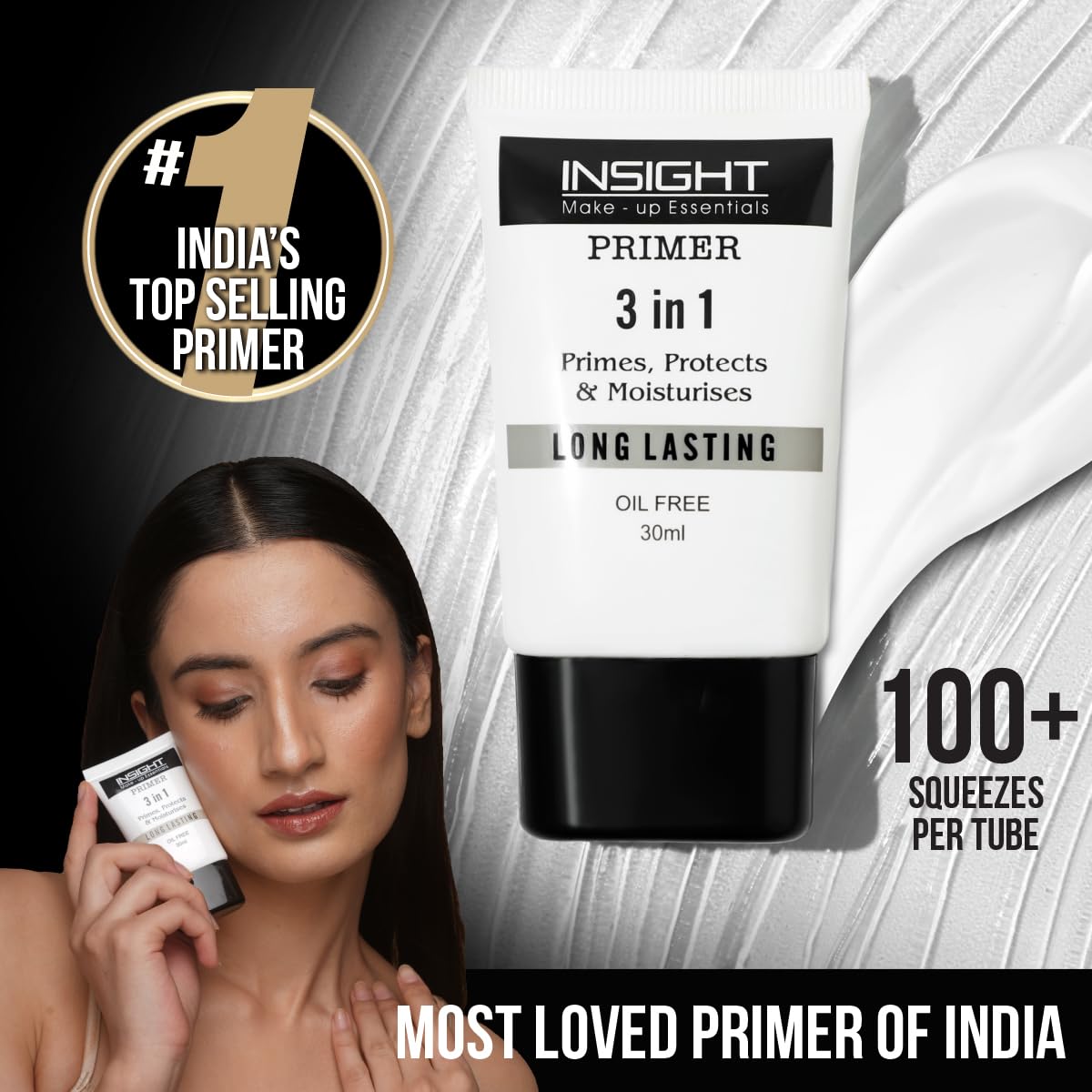 INSIGHT 3-in-1 Primer | Matte Finish | Primes, Protects & Moisturizes | Oil-Free with Pore Blurring | Long-Lasting Formula | For All Skin Types | 30ml