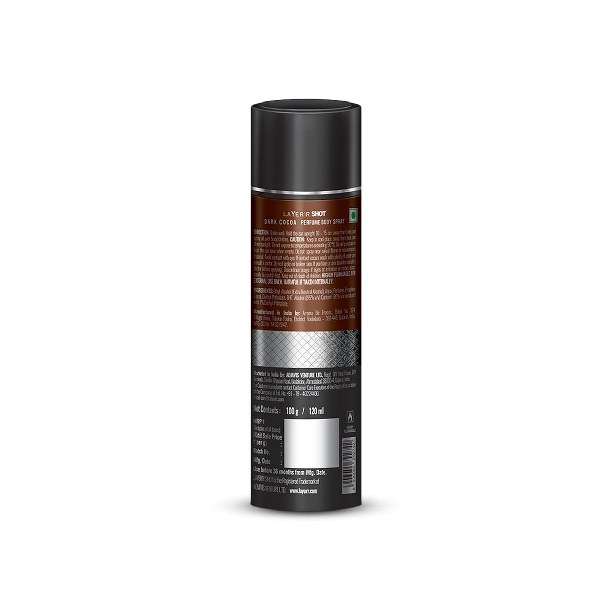 Layer'r SHOT Dark Cocoa Deodorant Body Spray for Men 120ml