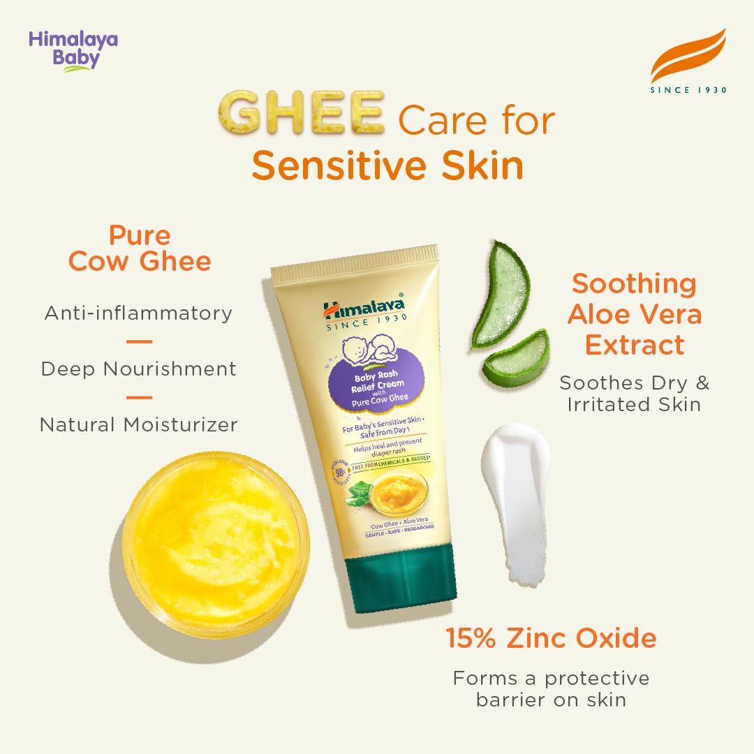 Himalaya Baby Rash Relief Cream with Pure Cow Ghee 50g| For Sensitive Skin Cow Ghee 50 g (Pack of 1)