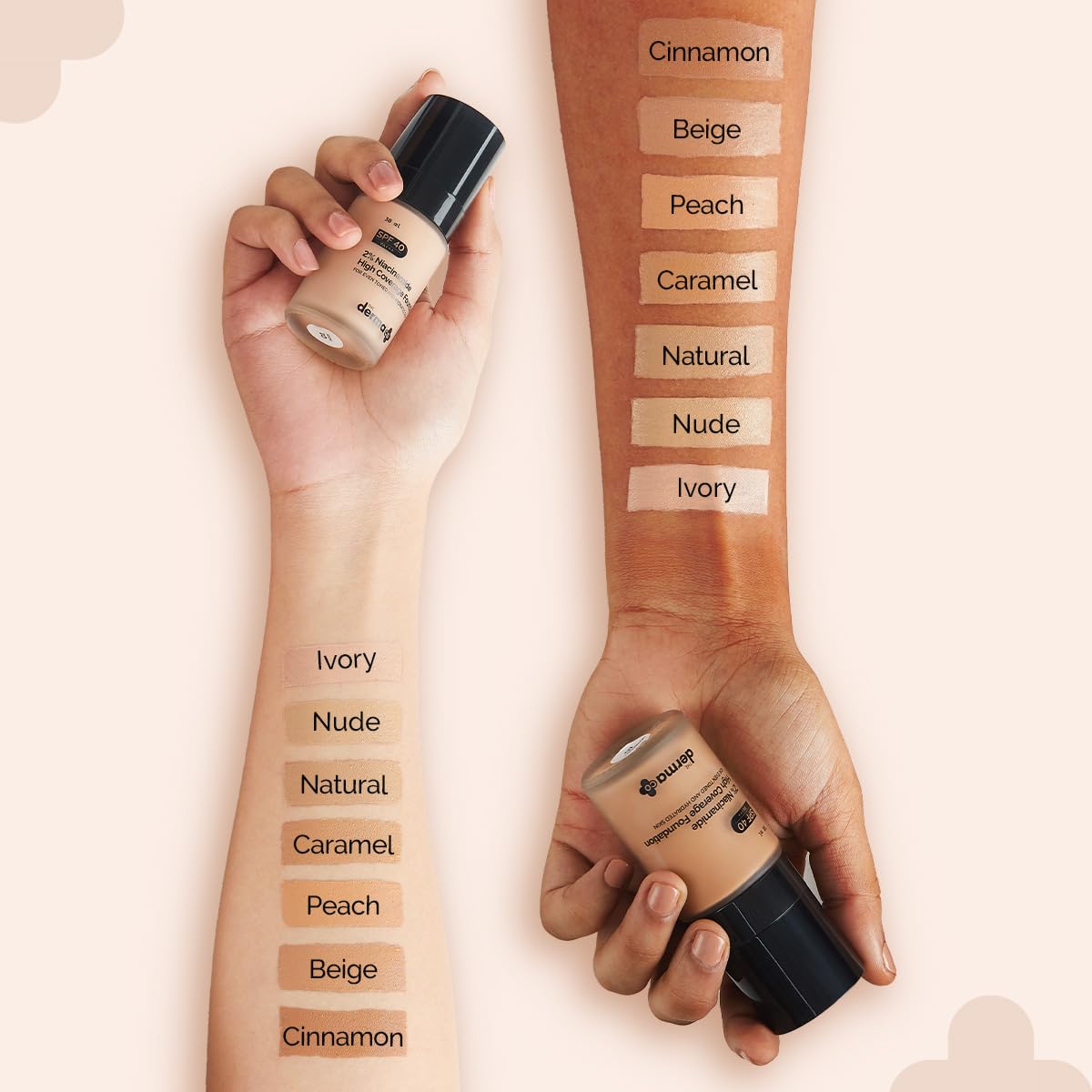 The Derma Co Matte 2% Niacinamide Medium Coverage Liquid Foundation | With 1% Hyaluronic Acid | SPF 40 & Pa+++ | For 12 Hour Long Stay & Oil Control | For All Skin Types - 04 Caramel