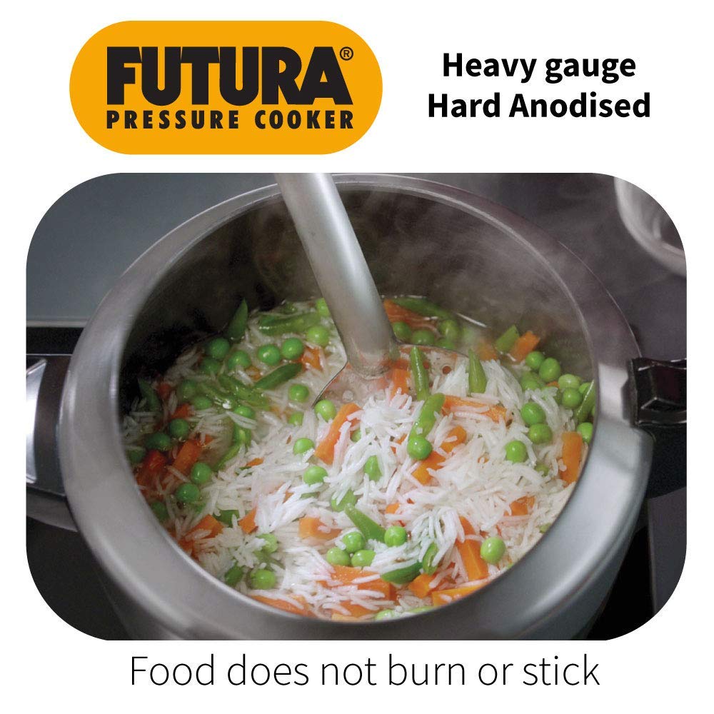 Hawkins Futura 2 Litre Pressure Cooker, Hard Anodised Pressure Cooker, Small Cooker, Black (FP20) 2 Litres