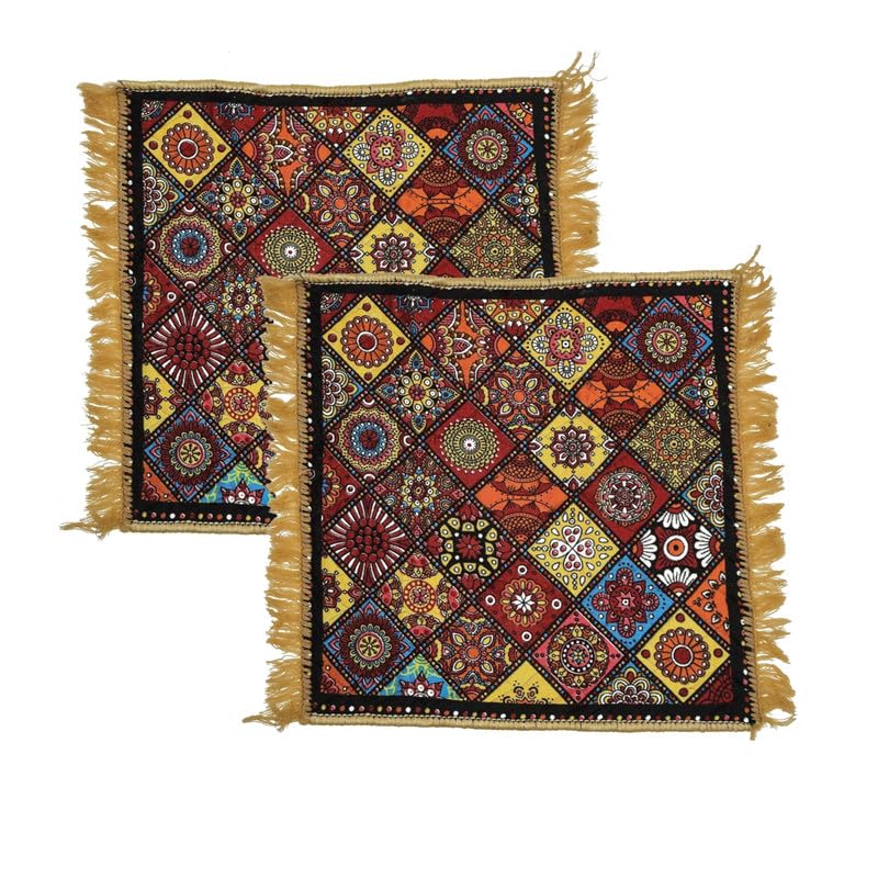 Pooja Asan for Sitting (2 Pack) Asan for Pooja | aasan for mandir | Pooja Mat | Asan for Puja Meditation Sitting-60x60cm