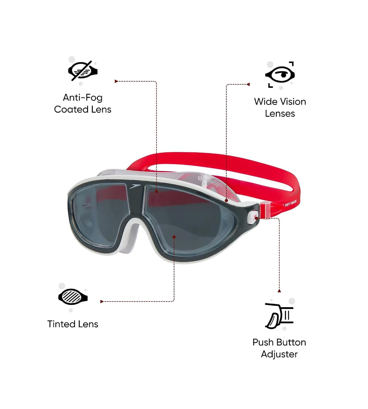 Speedo Unisex Adult Rift Smoke-Lens Swim Goggles Blue