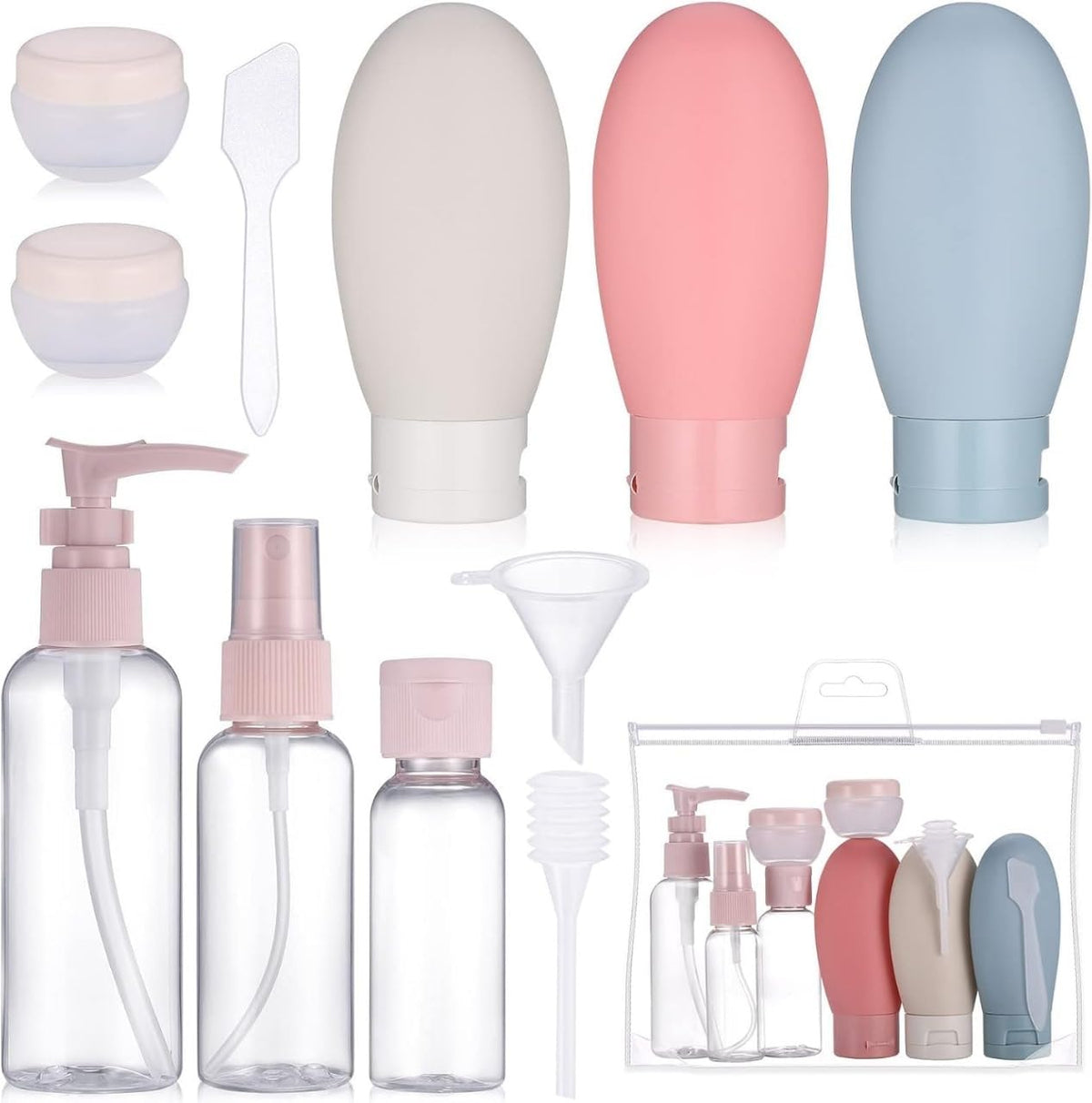 TAGPR 11pcs Travel Bottles for Toiletries Travel Essentials for Women Toiletry Bottles for Travelling for Shampoo Cream Handwash Lotion Storage Bottle Accessori