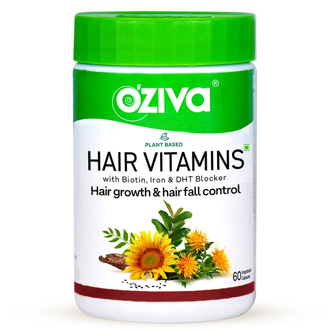 OZiva Hair Vitamins, Hair Growth, Hair Fall Control Supplements,60 capsule 60 count (Pack of 1)