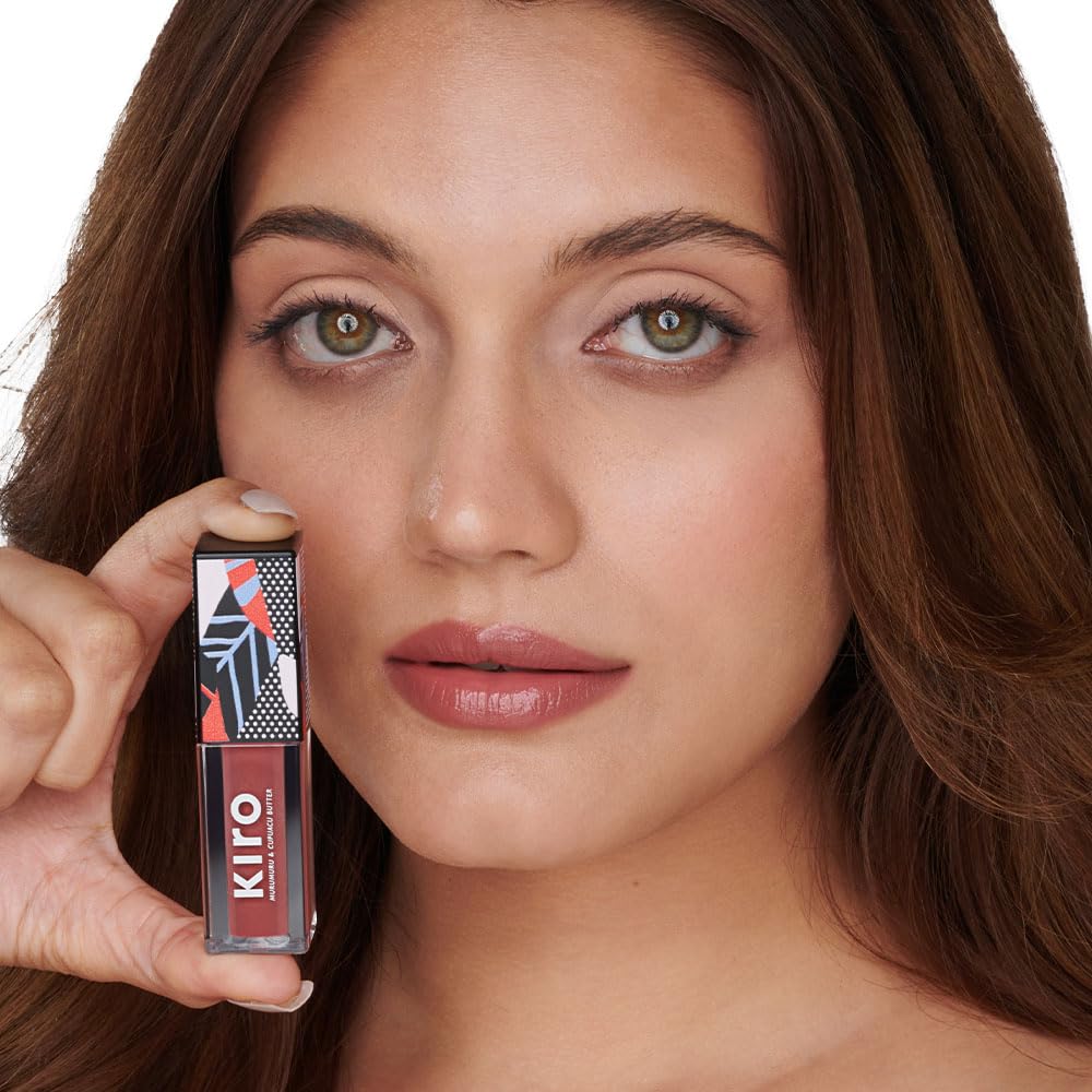 Kiro Glossfinity Crème Gloss - Smoked Plum, 5ml | High-Shine Nude Lip Gloss | Hydrating, Non-Sticky Formula | Enriched with Murumuru & Cupuacu Butters | 8 Shades for Every Indian Skin Tone